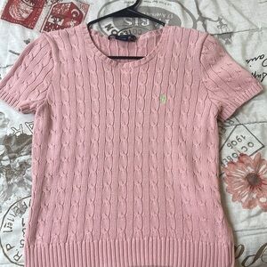 Pastel pink Ralph Lauren cable knit t shirt. Size L but fits like a Medium.